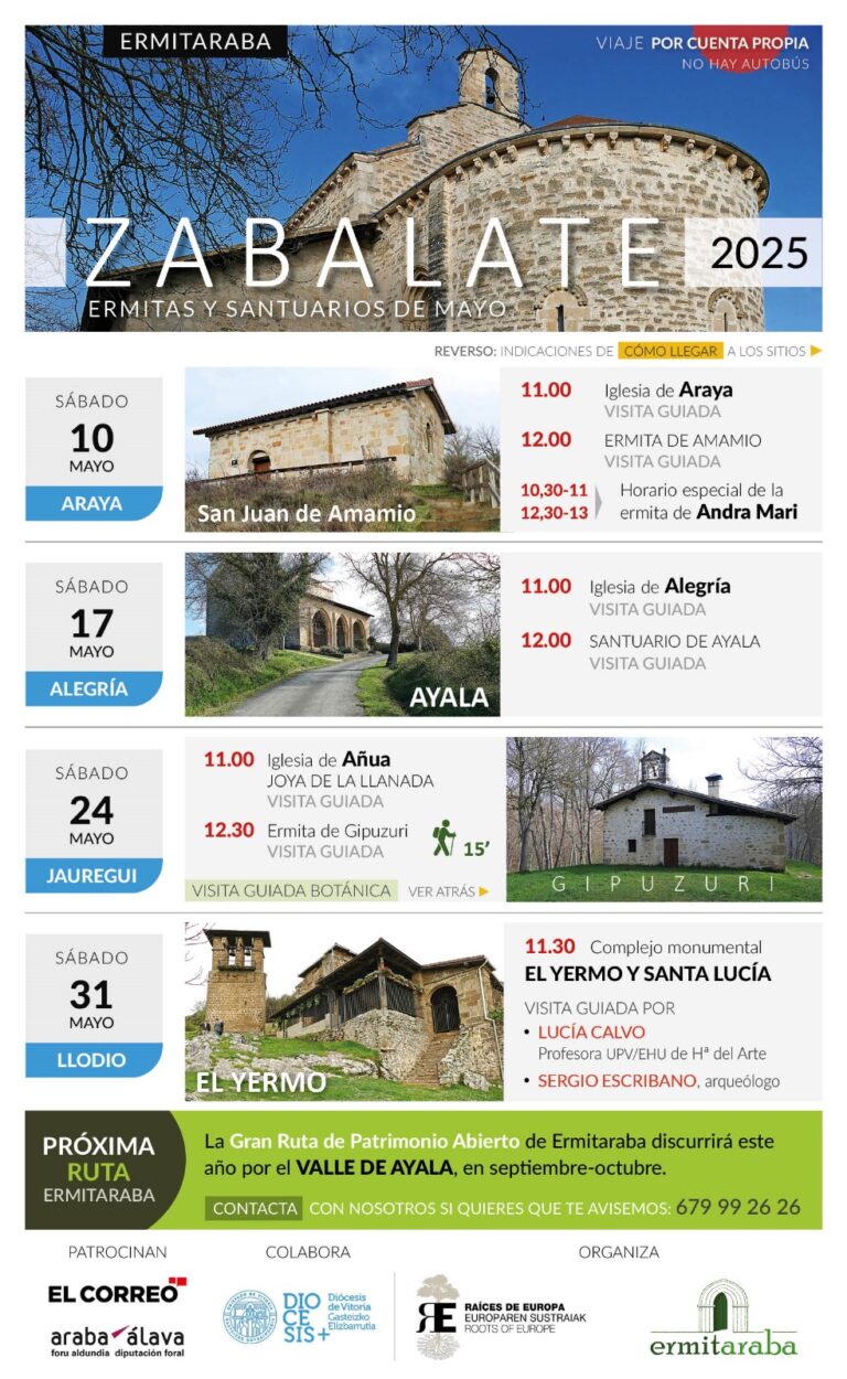 Ermitaraba ZABALATE. Apertura anual de santuarios de Álava. 10 – 31 mayo 2025